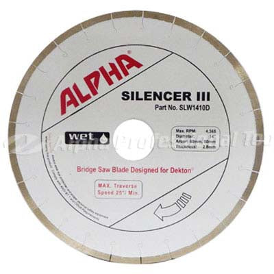 Alpha Pro Tools Silencer III 10 Inch Dekton Poseidon Bridge Saw Blade