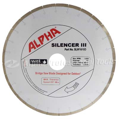 Alpha Pro Tools Silencer III 10 Inch Dekton Poseidon Bridge Saw Blade